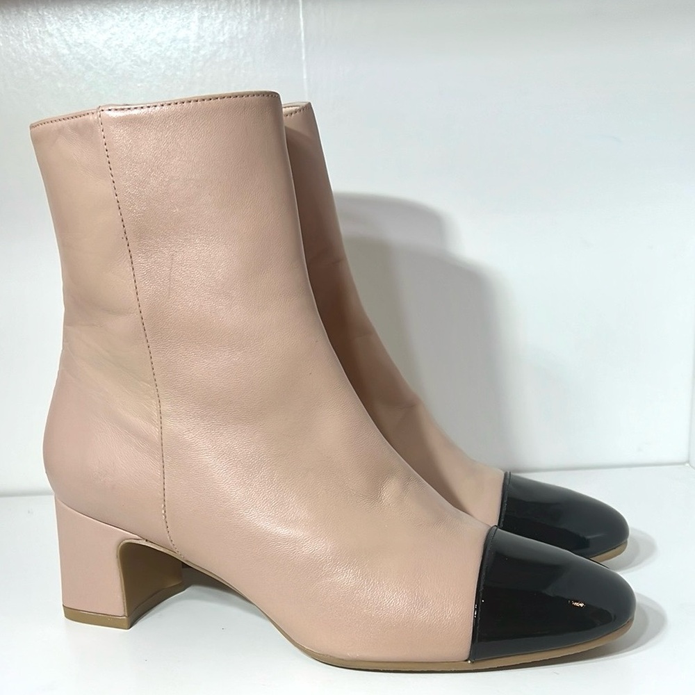 Stuart Weitzman Blush and Black Ankle Boots
